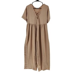 Cherish Women's Lace Up Front Wide Leg Jumpsuit